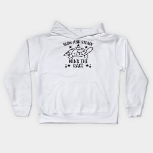 Slow And Steady Wins The Race - Inspirational Quote Turtle Kids Hoodie
